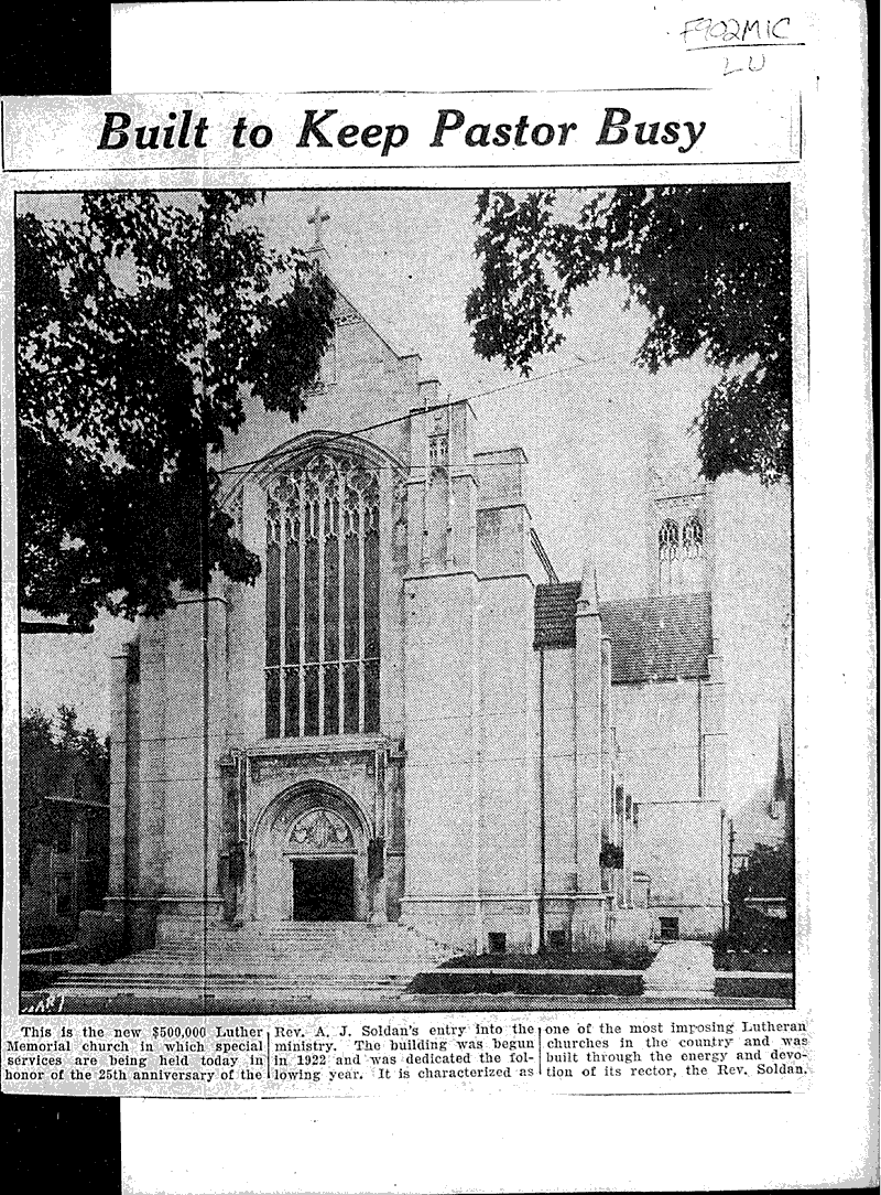  Source: Wisconsin State Journal Topics: Church History Date: 1926-08-29