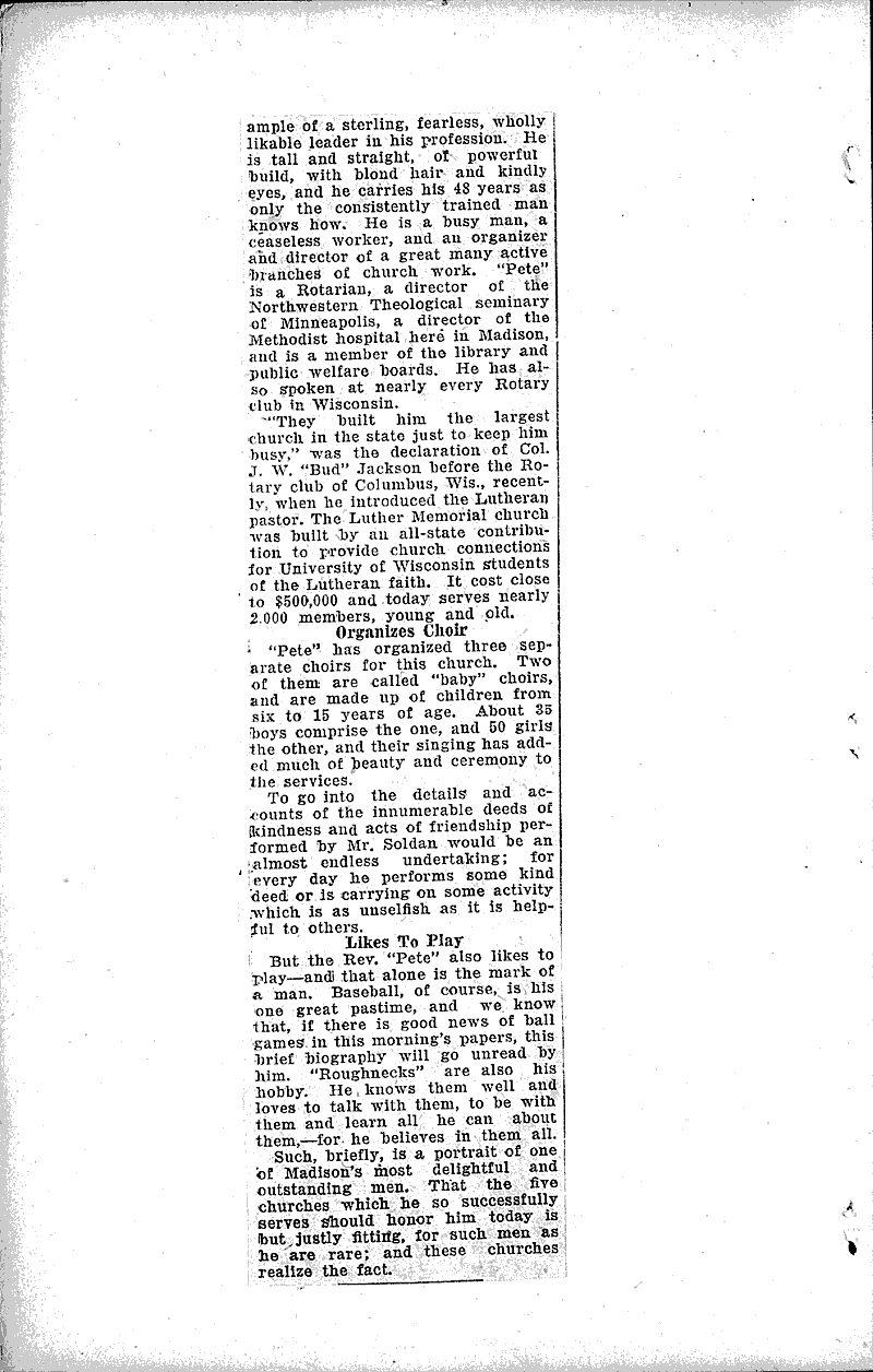  Source: Wisconsin State Journal Topics: Church History Date: 1926-08-29