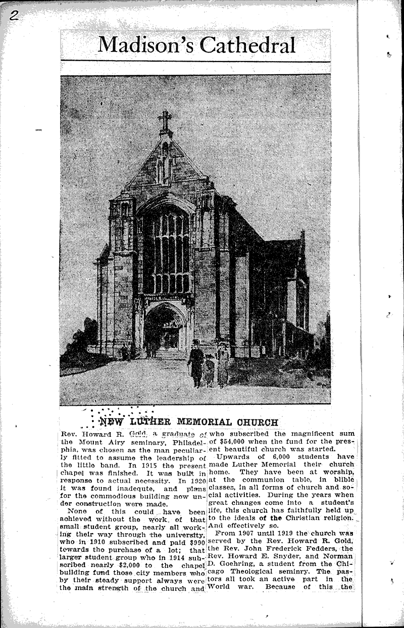  Source: Wisconsin State Journal Topics: Church History Date: 1922-10-18