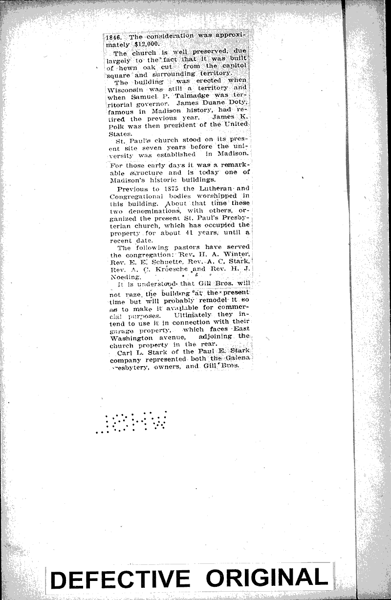  Source: Wisconsin State Journal Topics: Church History Date: 1922-01-19