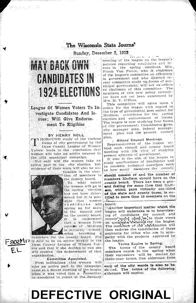  Source: Wisconsin State Journal Topics: Government and Politics Date: 1923-12-02