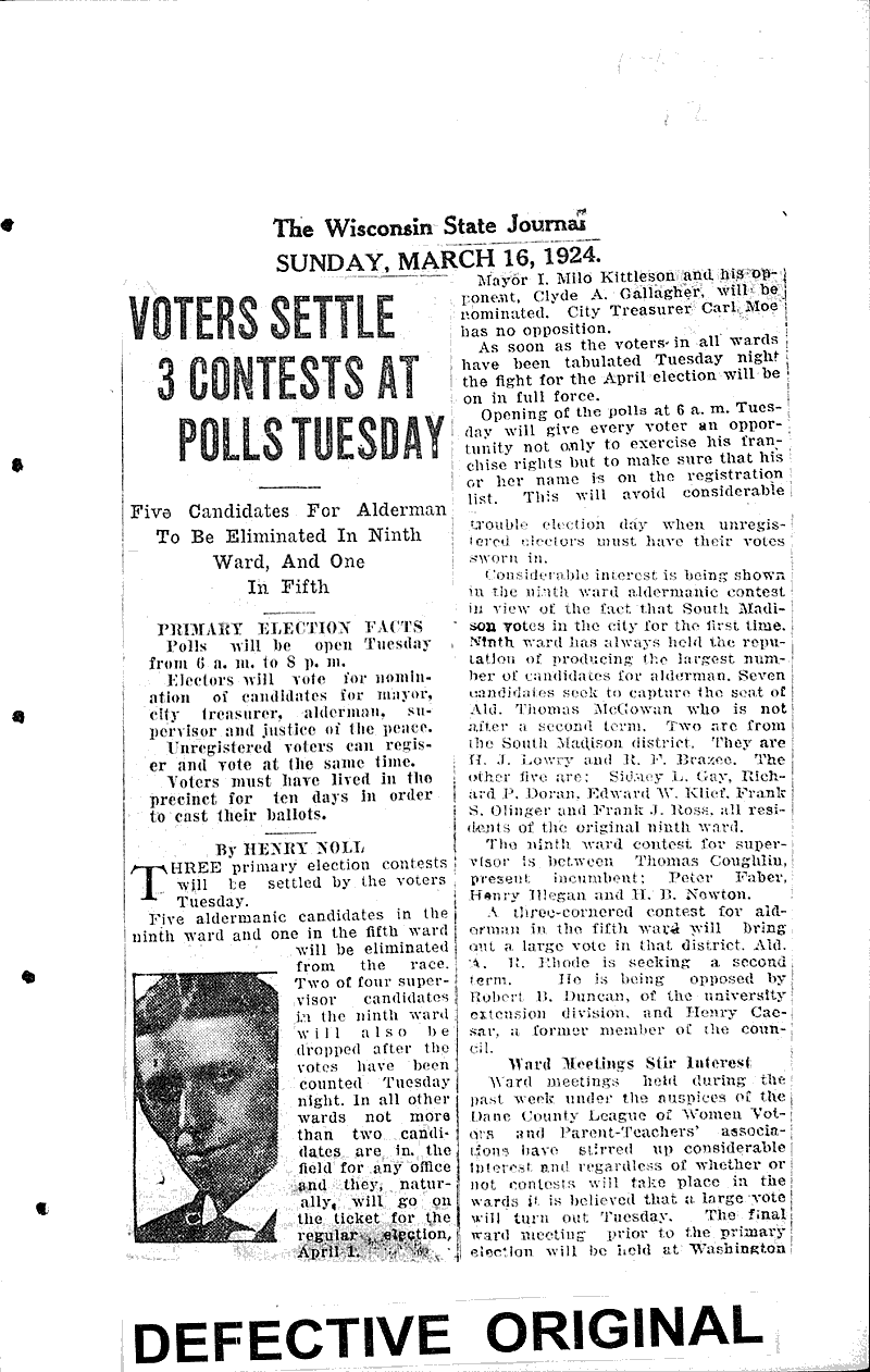  Source: Wisconsin State Journal Topics: Government and Politics Date: 1924-03-16