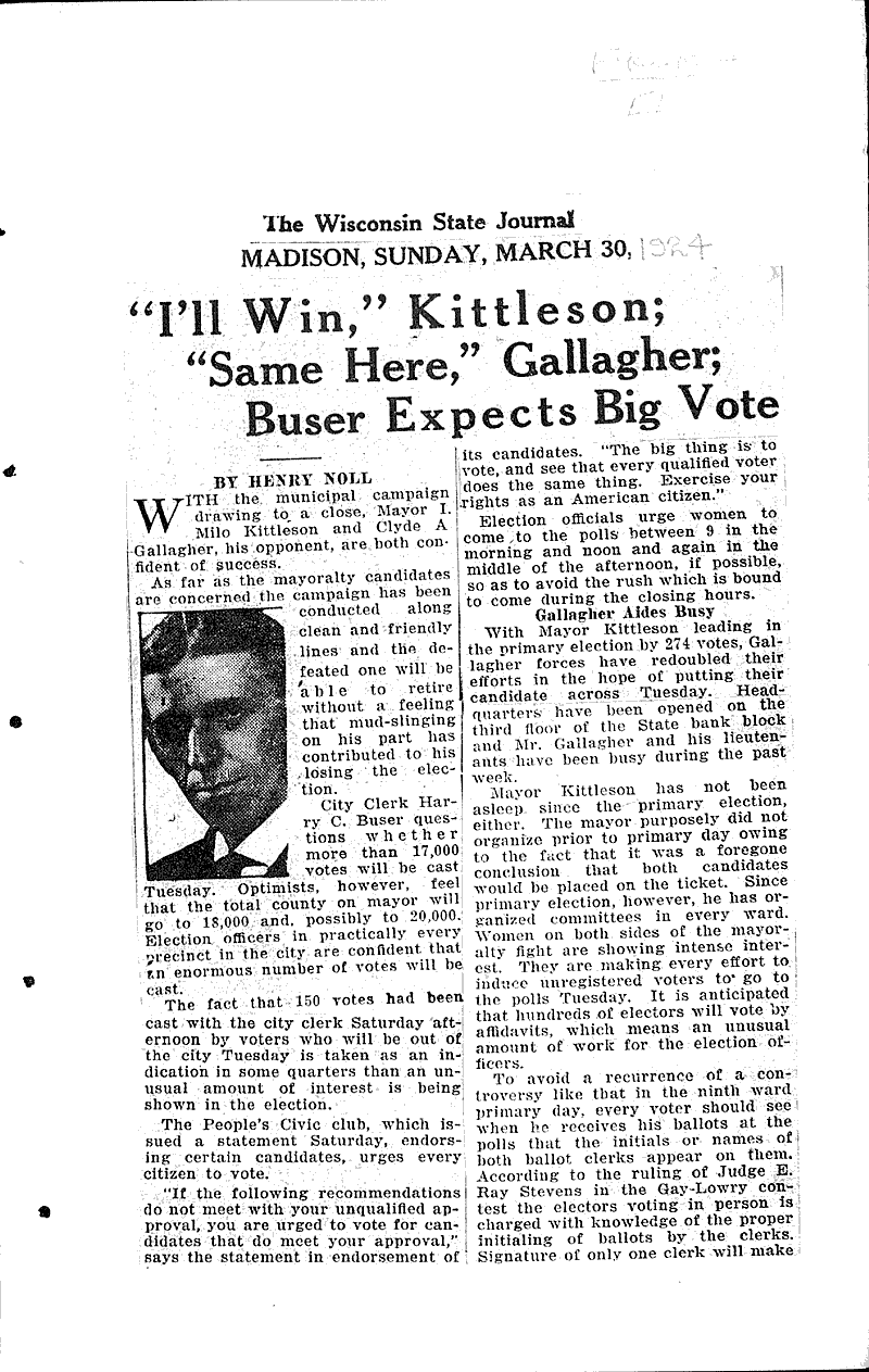  Source: Wisconsin State Journal Topics: Government and Politics Date: 1924-03-30