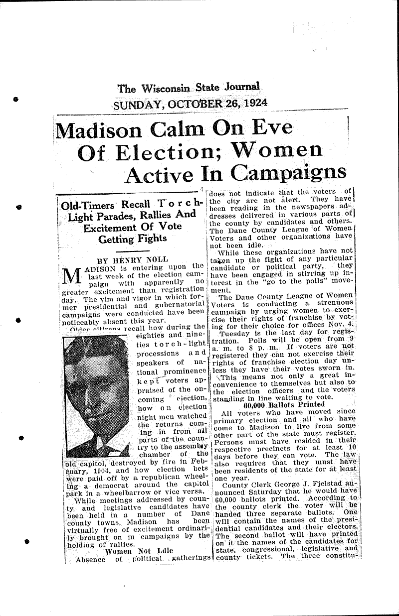  Source: Wisconsin State Journal Topics: Government and Politics Date: 1924-10-26