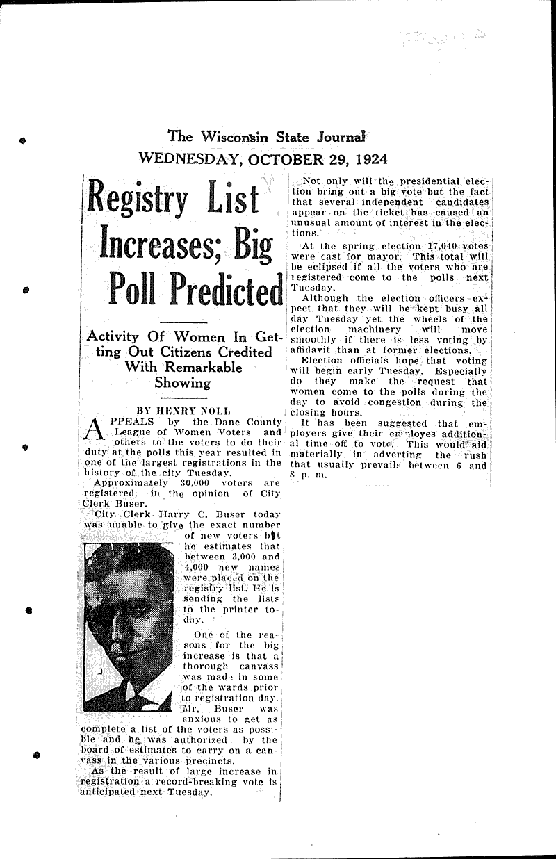  Source: Wisconsin State Journal Topics: Government and Politics Date: 1924-10-29