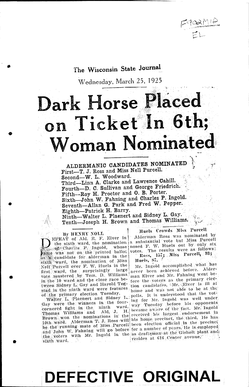  Source: Wisconsin State Journal Topics: Government and Politics Date: 1925-03-25