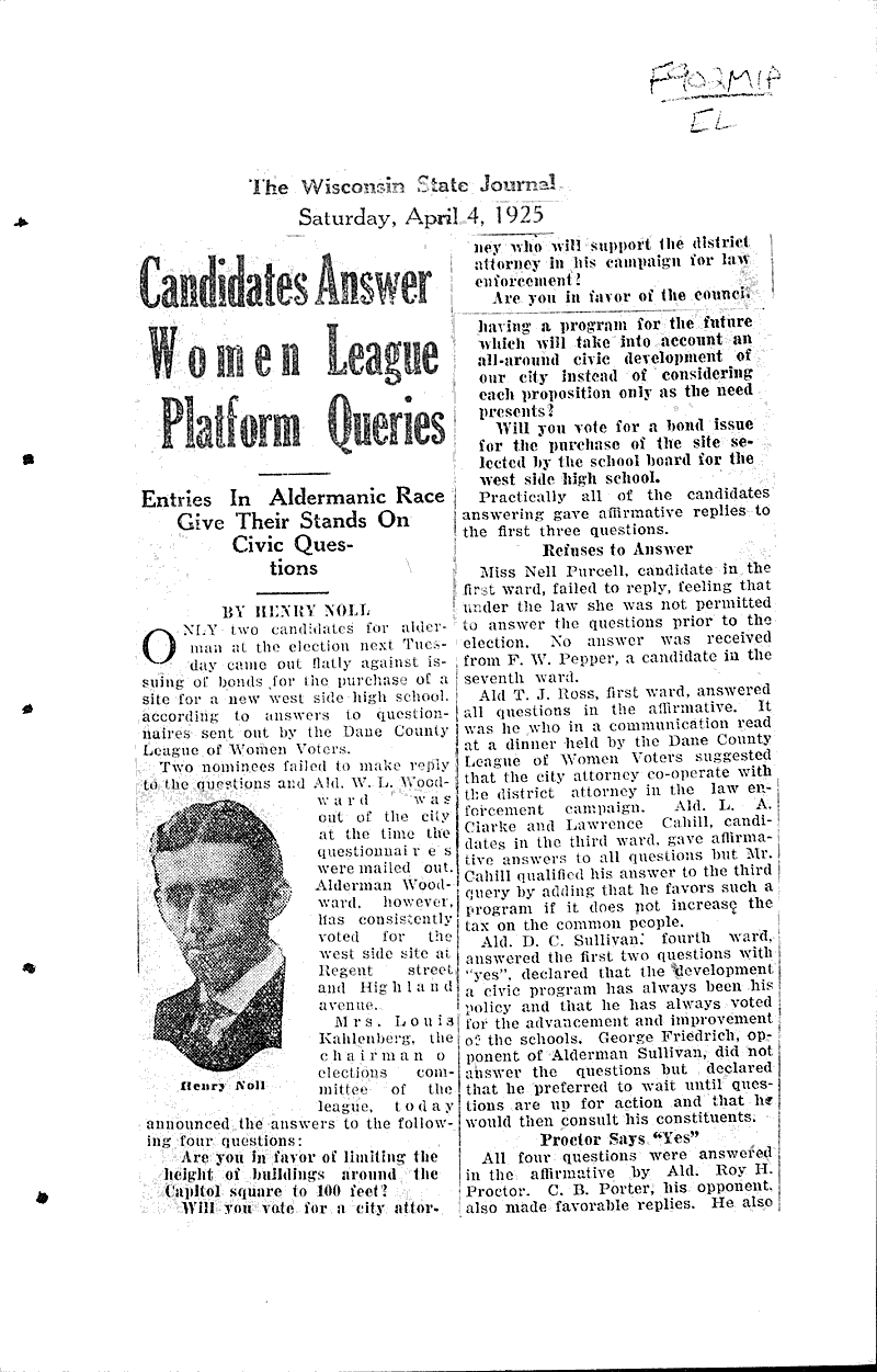  Source: Wisconsin State Journal Topics: Government and Politics Date: 1925-04-04