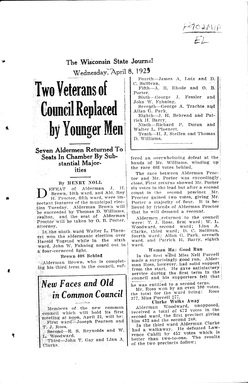  Source: Wisconsin State Journal Topics: Government and Politics Date: 1925-04-08