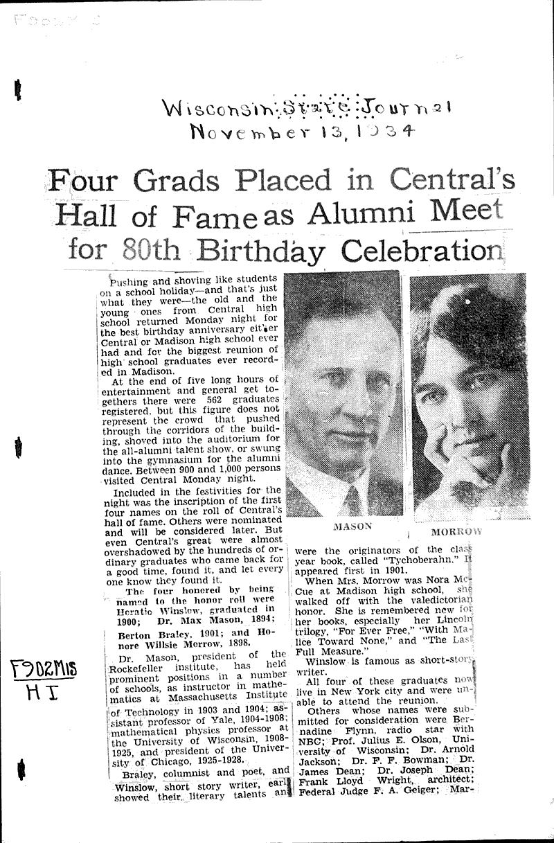  Source: Wisconsin State Journal Topics: Education Date: 1934-11-13