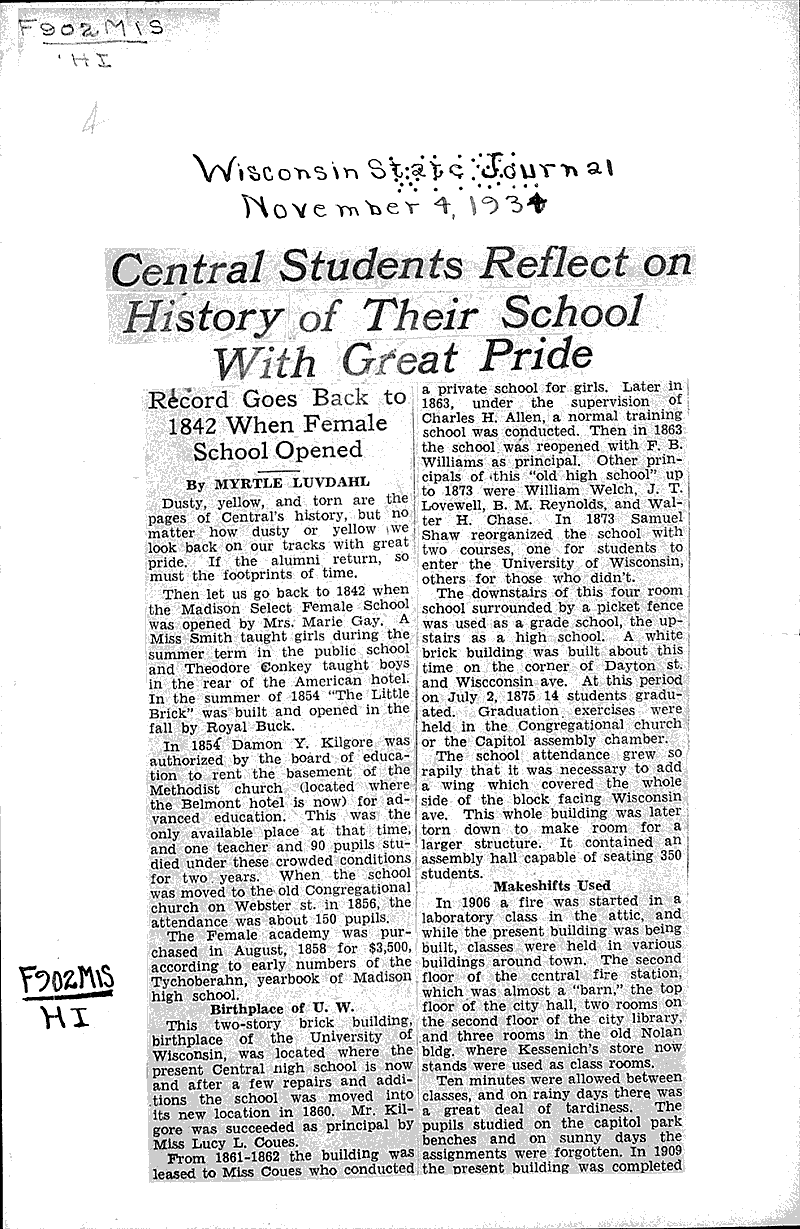  Source: Wisconsin State Journal Topics: Education Date: 1934-11-04