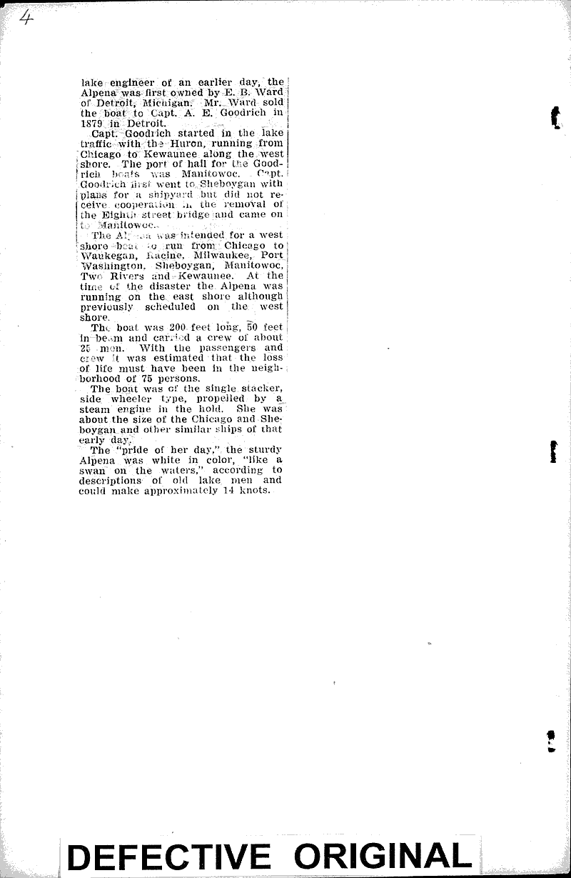 Forty-third anniversary of the Apena disaster, October 11, recalls the most severe winter Source: Manitowoc Herald-News Topics: Transportation Date: 1923-10-18