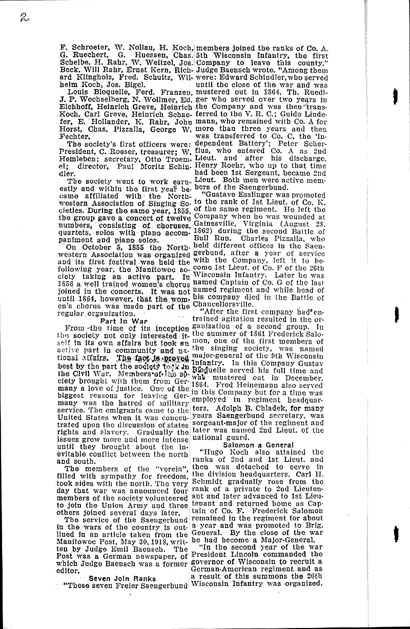 History goes back to first days of city Newspaper Article/Clipping Wisconsin Historical Society