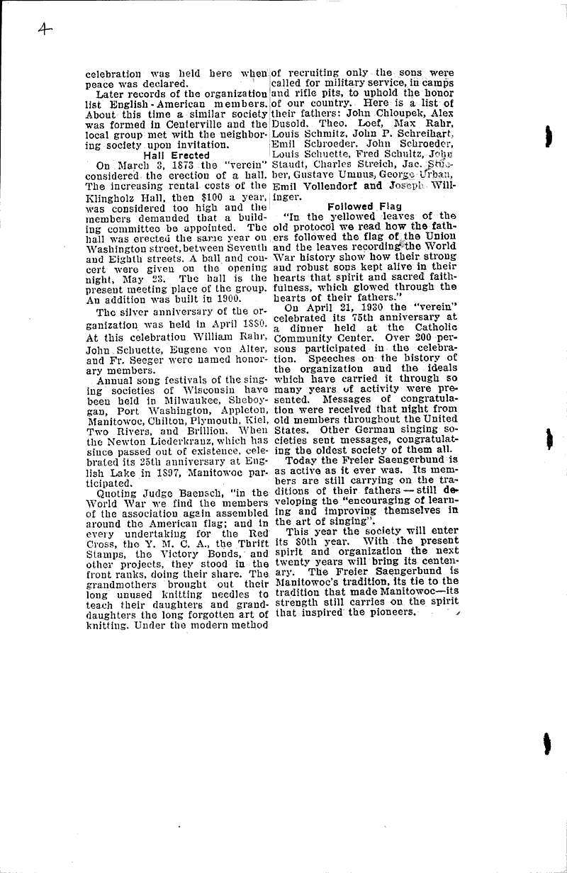 History goes back to first days of city Newspaper Article/Clipping Wisconsin Historical Society