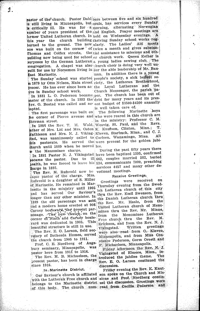  Source: Marinette Eagle-Star Topics: Church History Date: 1922-12-04