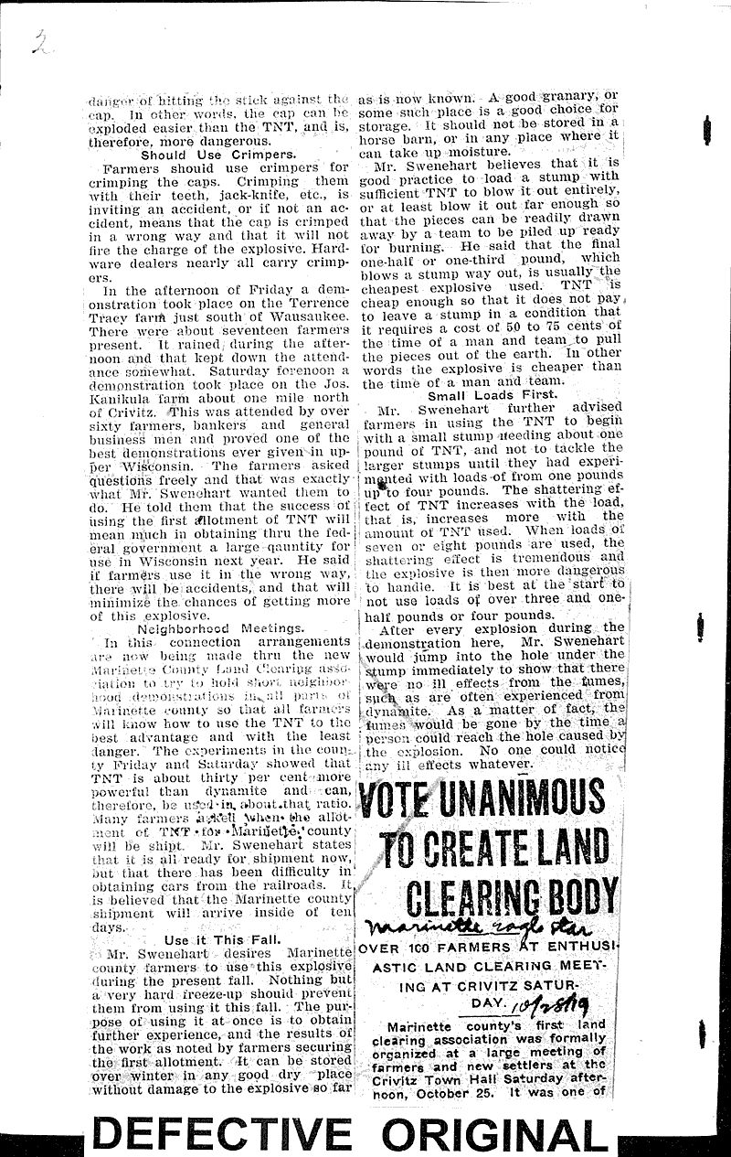 Source: Marinette Eagle-Star Topics: Agriculture Date: 1919-10-28
