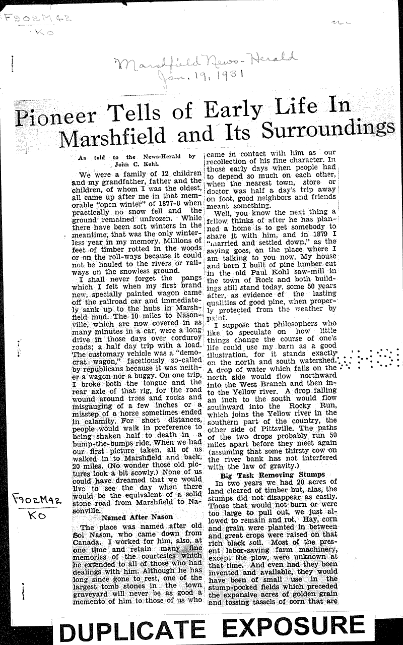  Source: Marshfield News-Herald Date: 1931-01-19