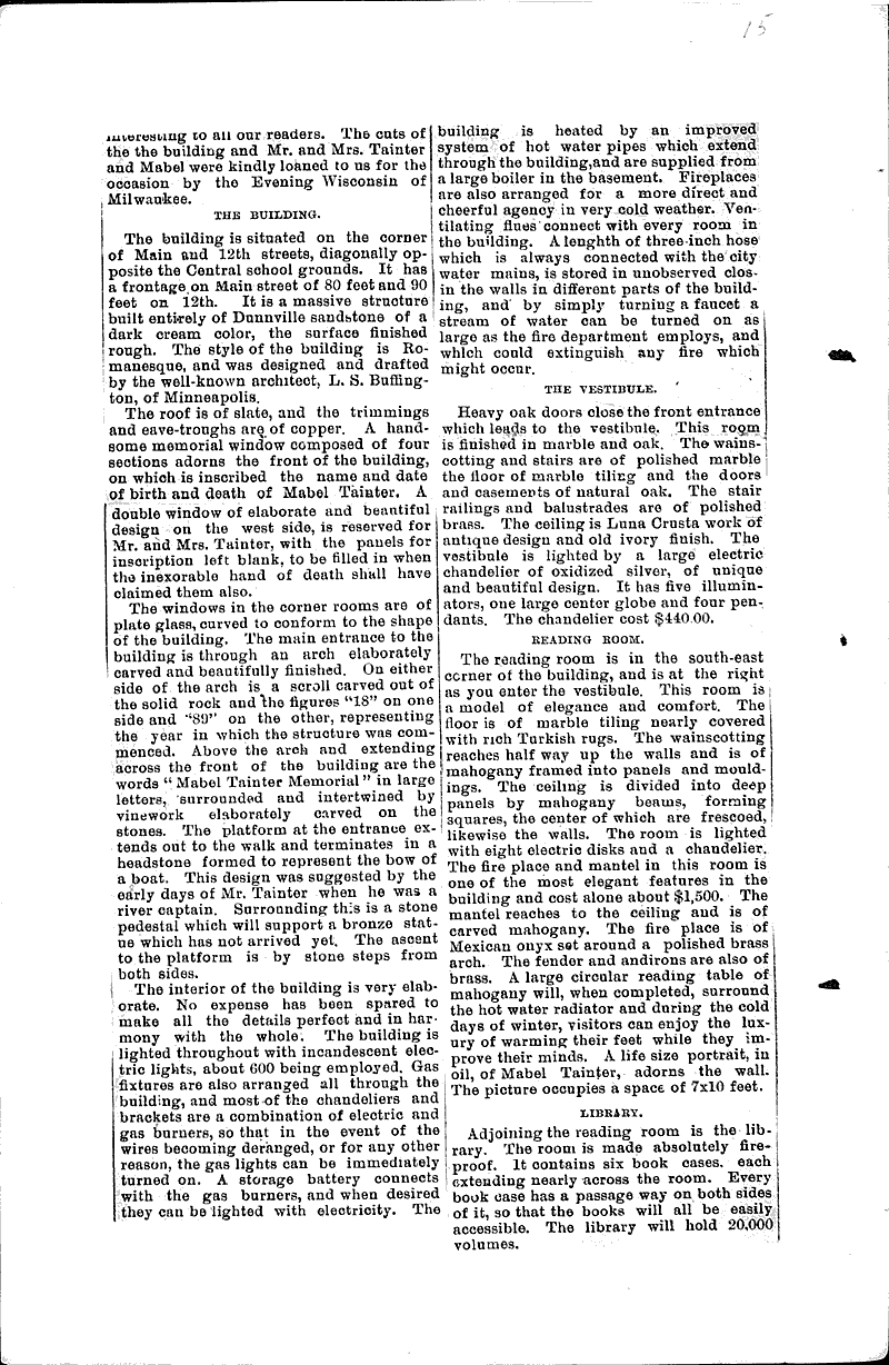  Source: Menomonie Times Topics: Architecture Date: 1890-07-03