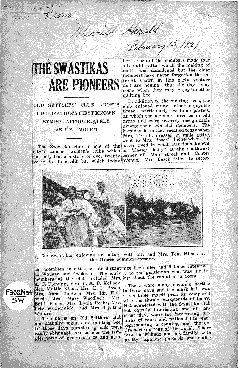  Source: Merrill Herald Topics: Social and Political Movements Date: 1921-02-15