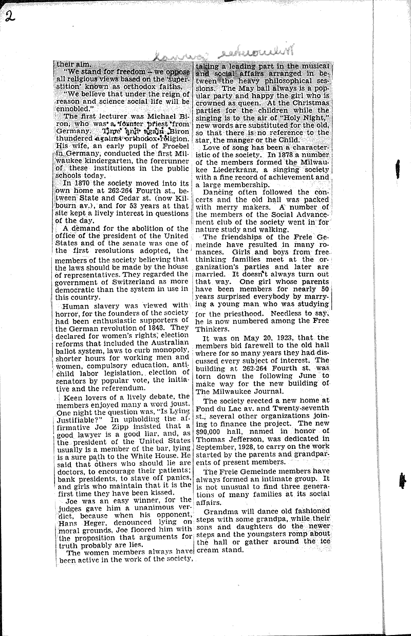  Source: Milwaukee Journal Topics: Church History Date: 1930-05-26