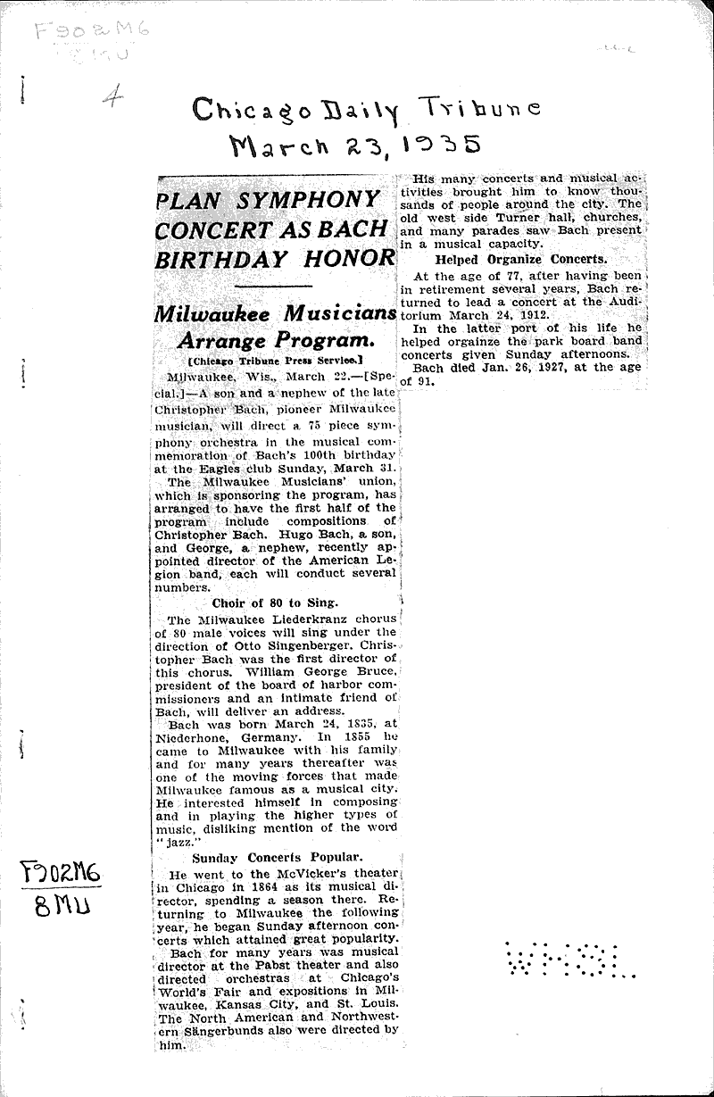  Source: Chicago Daily Tribune Topics: Art and Music Date: 1935-03-23