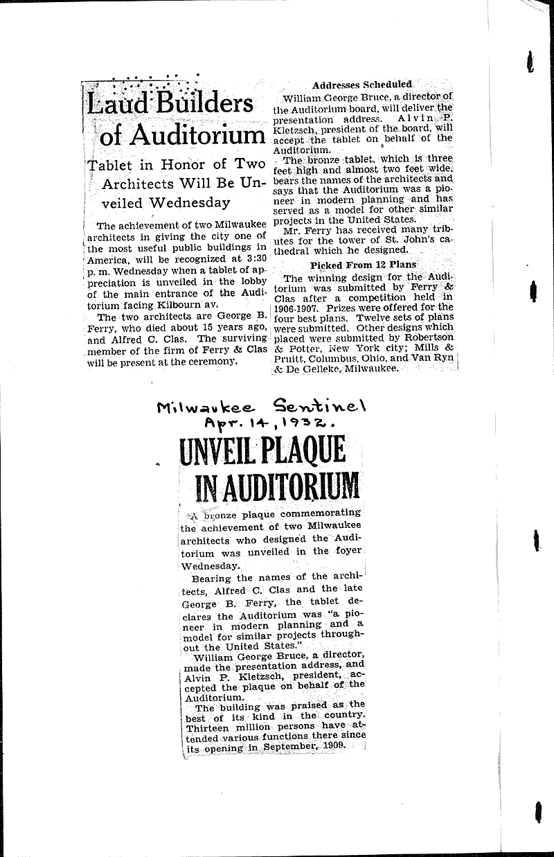  Source: Milwaukee Journal Topics: Architecture Date: 1932-04-10