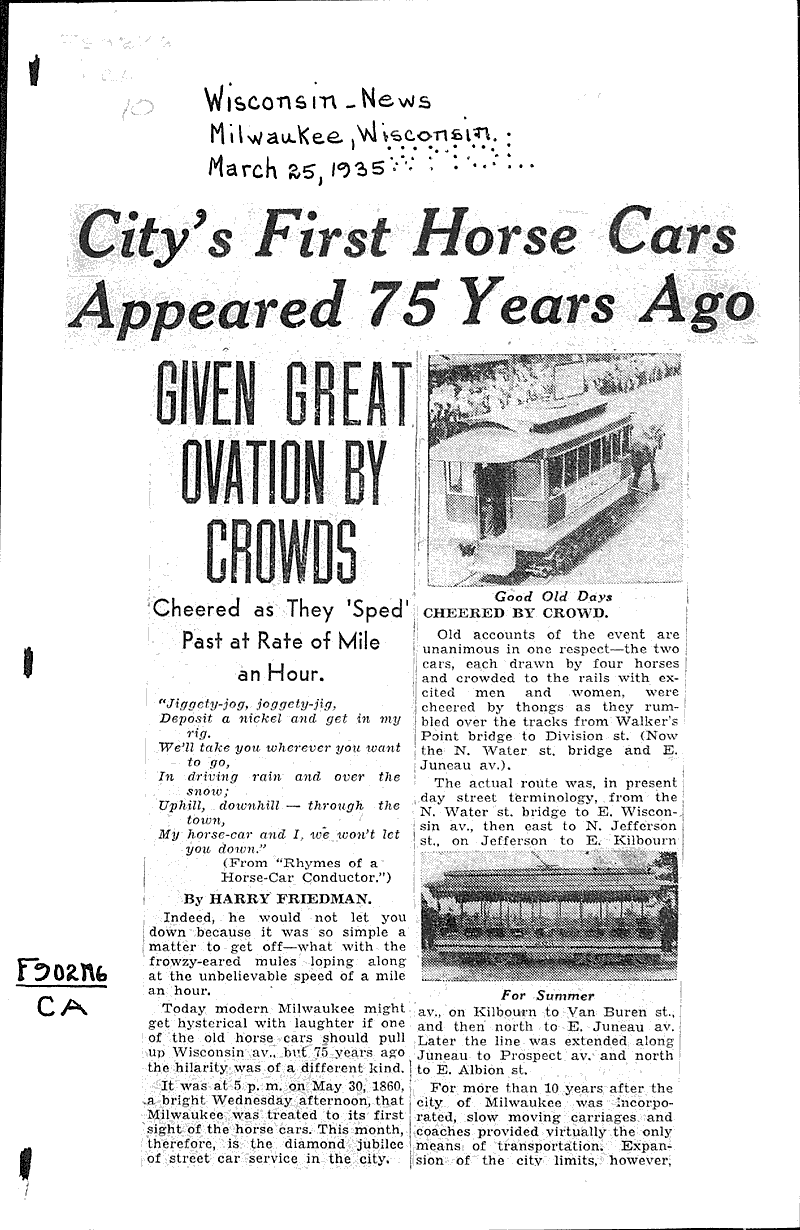  Source: Milwaukee Wisconsin News Topics: Transportation Date: 1935-03-25