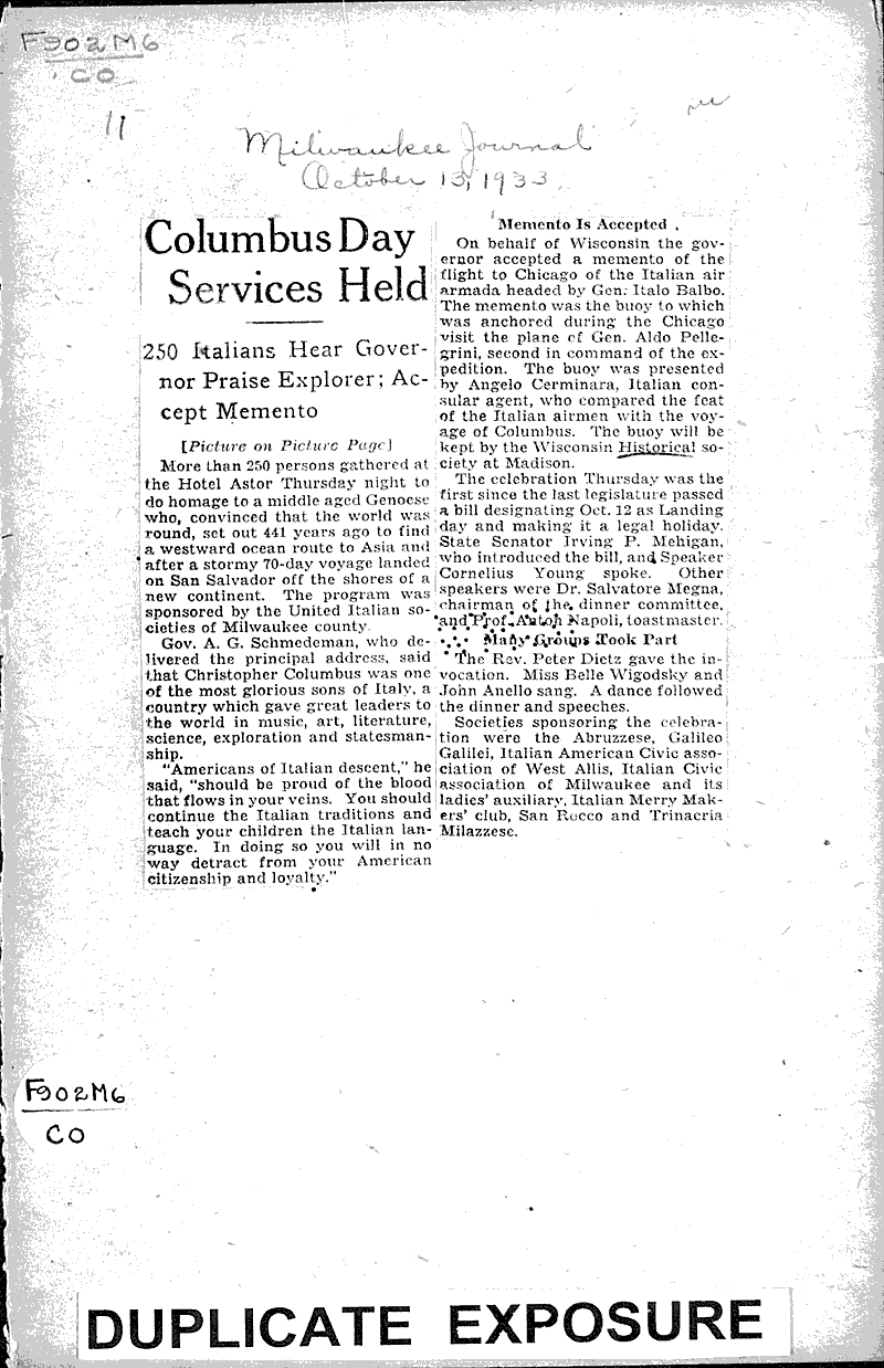  Source: Milwaukee Journal Date: 1933-10-13
