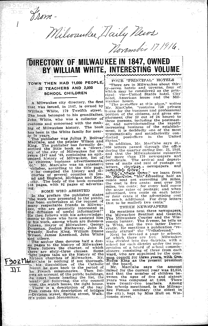  Source: Milwaukee Daily News Date: 1916-11-17