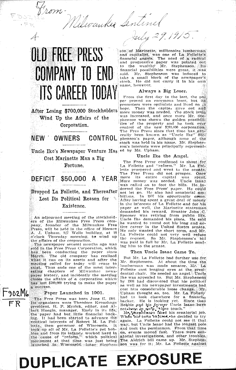  Source: Milwaukee Sentinel Topics: Industry Date: 1915-07-29