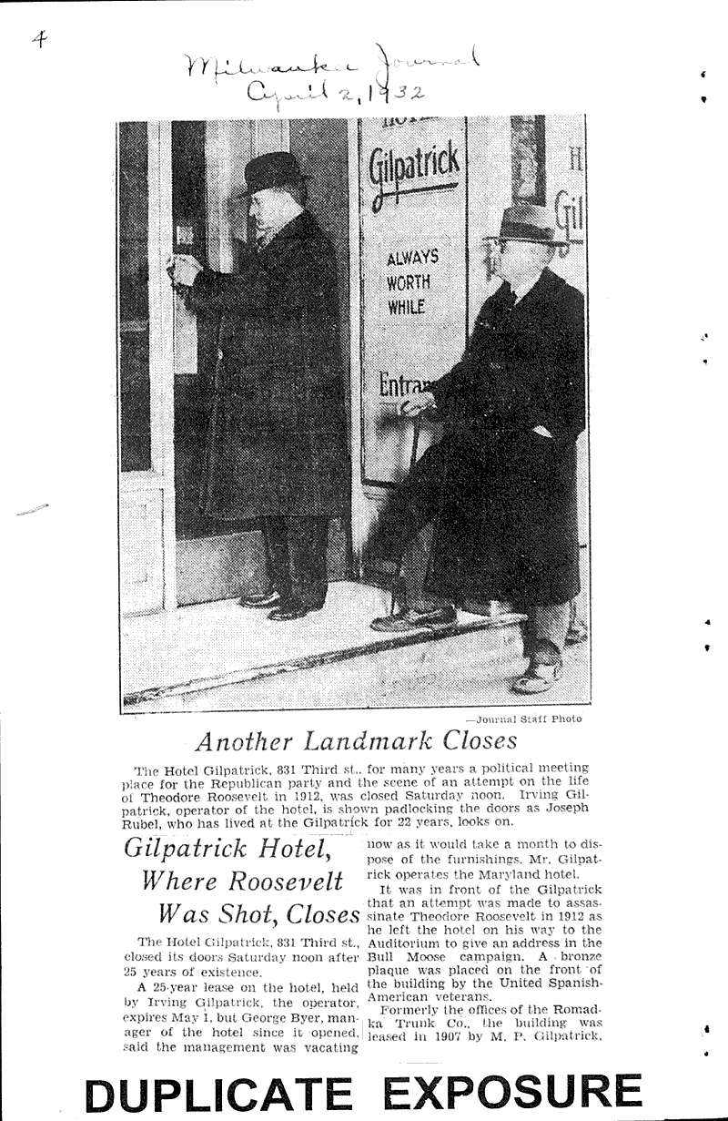  Source: Milwaukee Sentinel Date: 1932-04-02