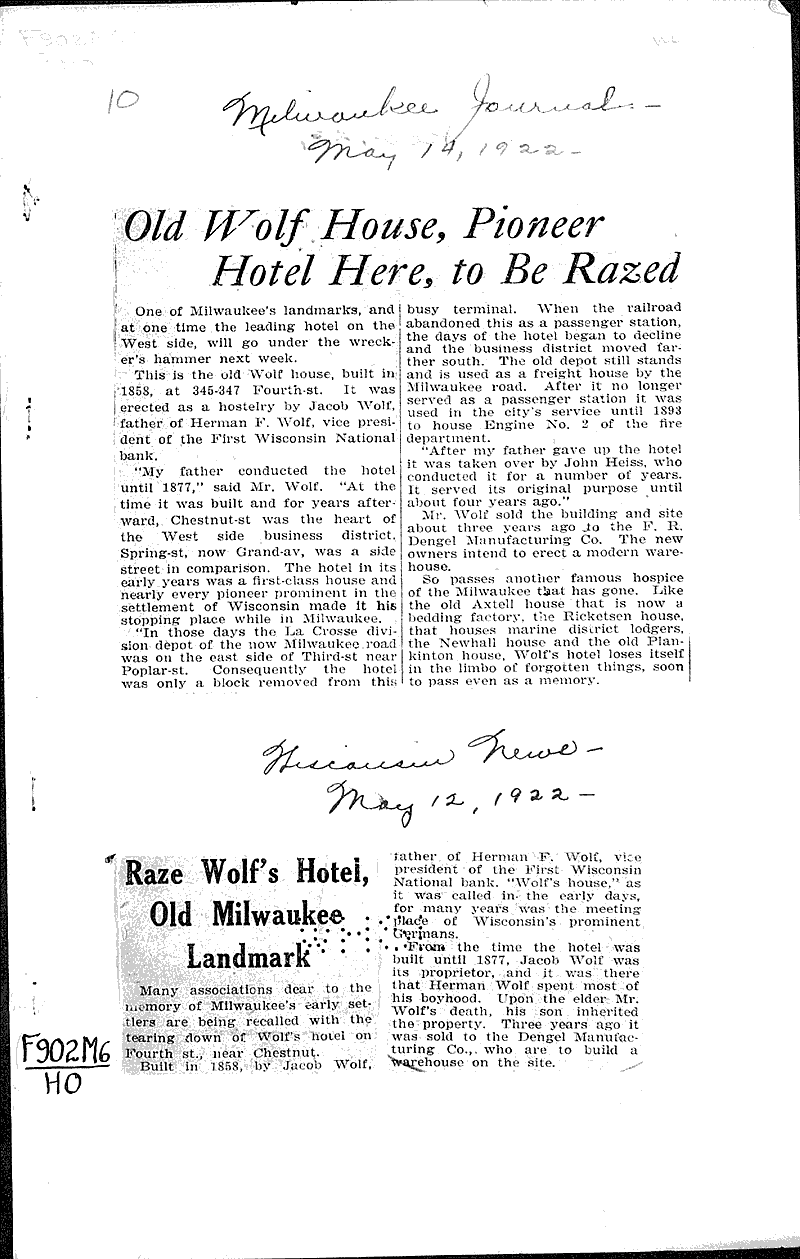  Source: Milwaukee Wisconsin News Topics: Architecture Date: 1922-05-12