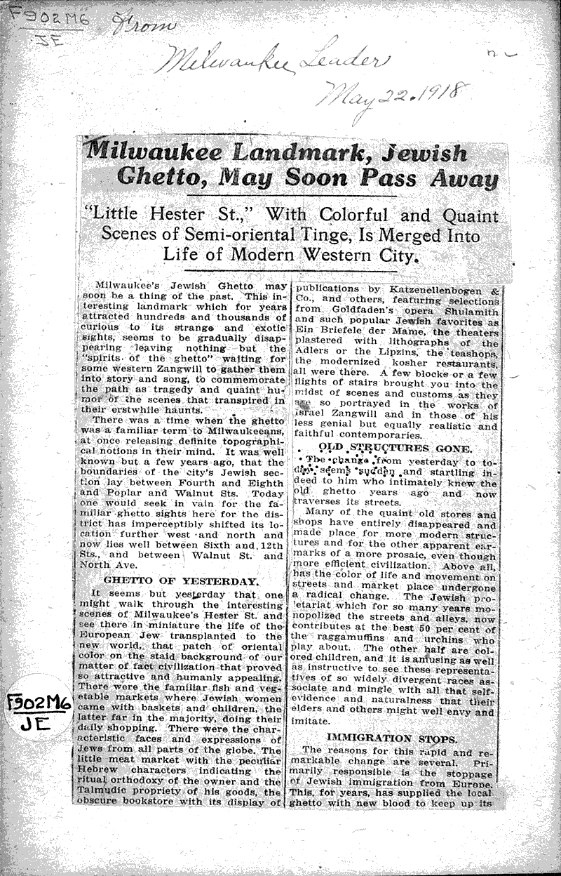  Source: Milwaukee Leader Topics: Architecture Date: 1918-05-22