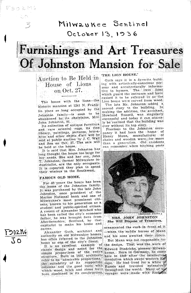  Source: Milwaukee Sentinel Topics: Architecture Date: 1936-10-13