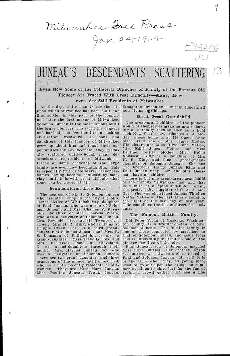  Source: Milwaukee Free Press Topics: Government and Politics Date: 1904-01-24