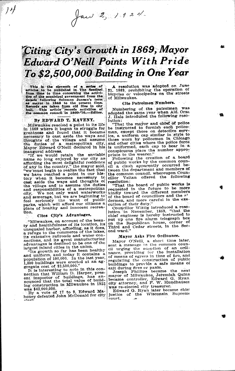  Source: Milwaukee Sentinel Topics: Government and Politics Date: 1924-01-02
