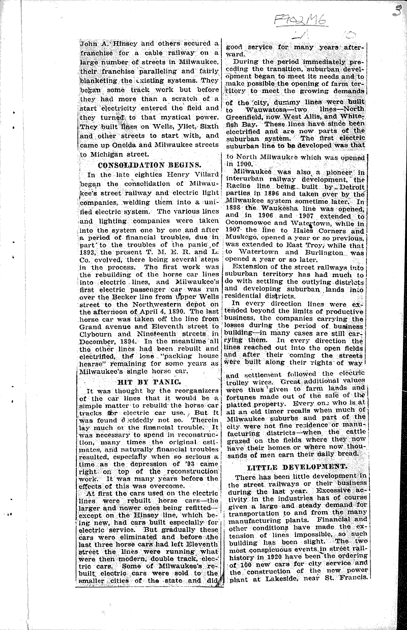  Source: Milwaukee Sentinel Topics: Transportation Date: 1921-01-01