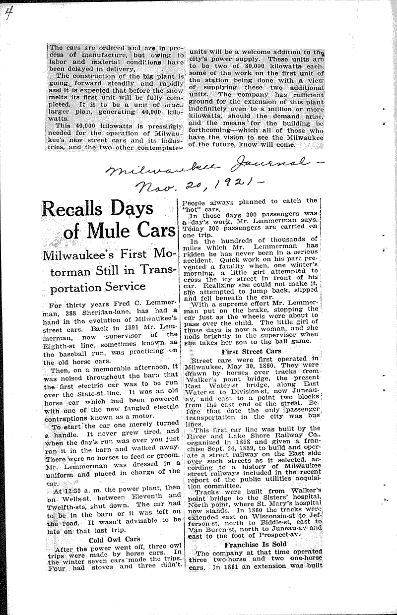  Source: Milwaukee Sentinel Topics: Transportation Date: 1921-01-01