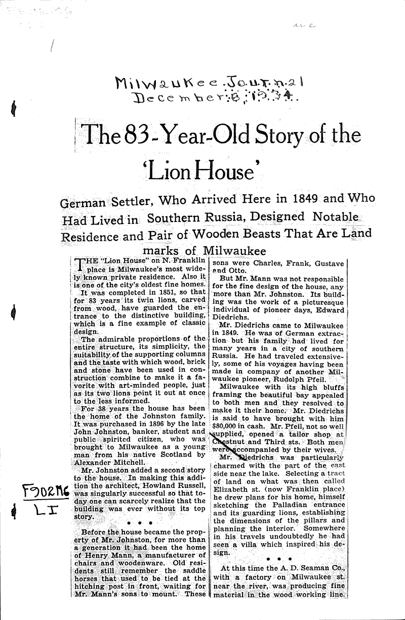  Source: Milwaukee Journal Topics: Architecture Date: 1934-12-06