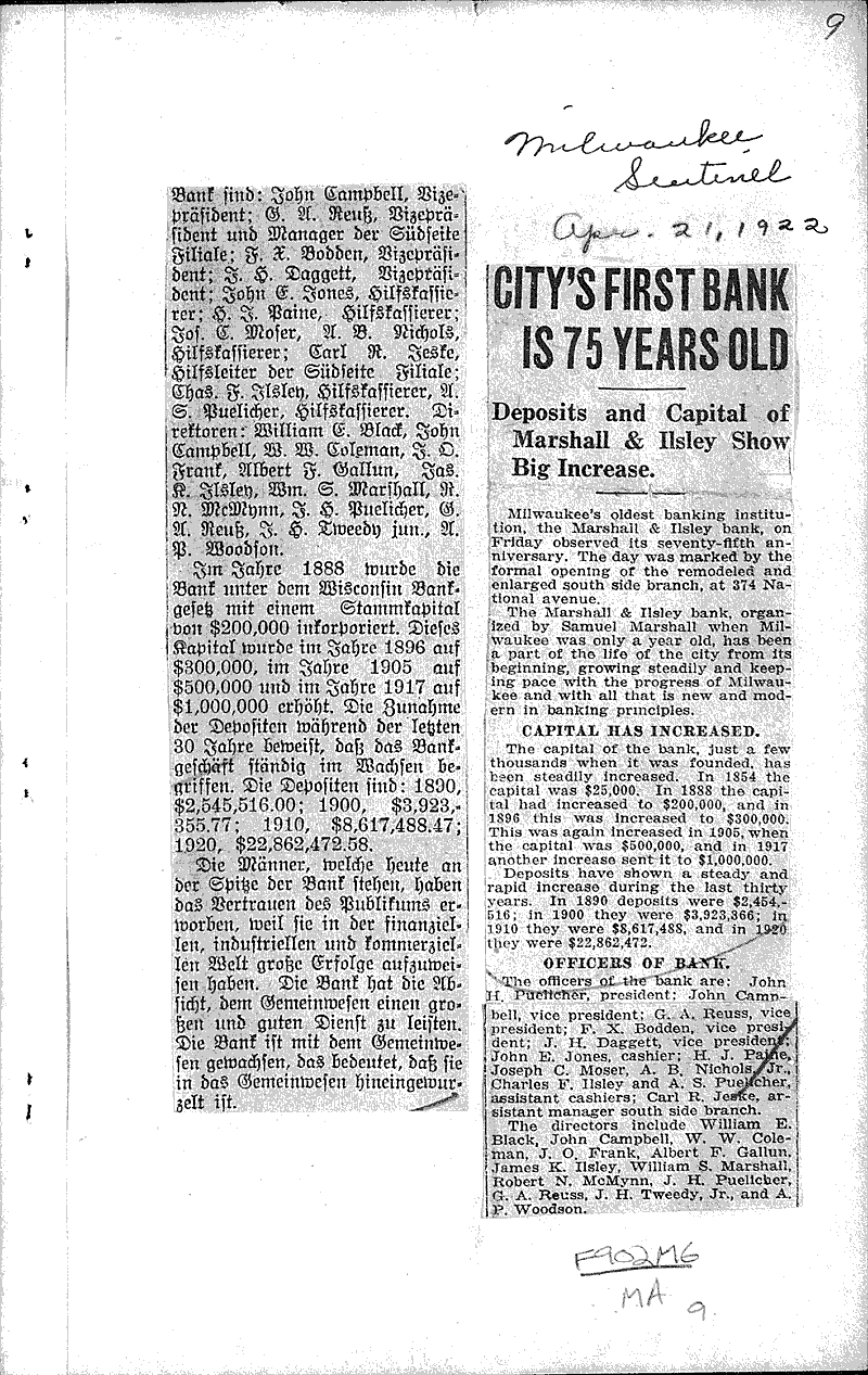  Source: Milwaukee Sentinel Topics: Industry Date: 1921-01-01
