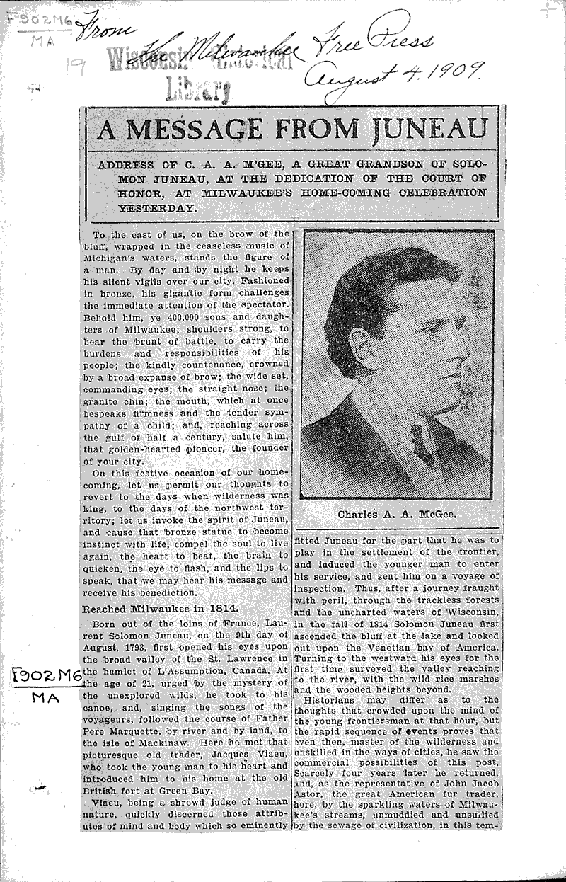  Source: Milwaukee Free Press Topics: Government and Politics Date: 1909-08-04