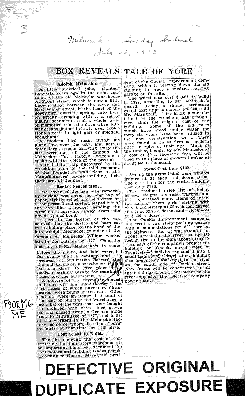  Source: Milwaukee Sunday Sentinel Topics: Education Date: 1923-07-22