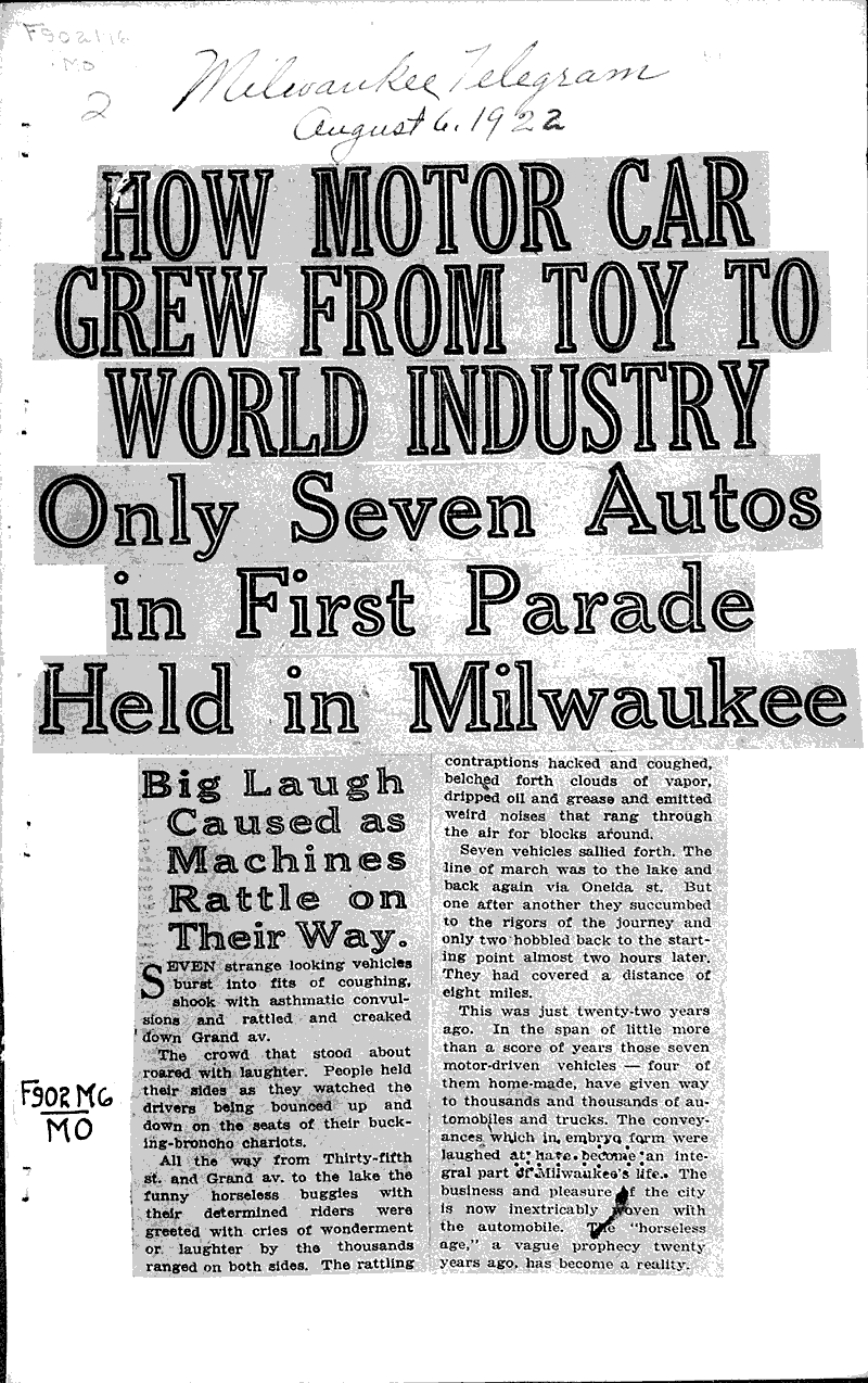  Source: Milwaukee Telegram Topics: Industry Date: 1922-08-06