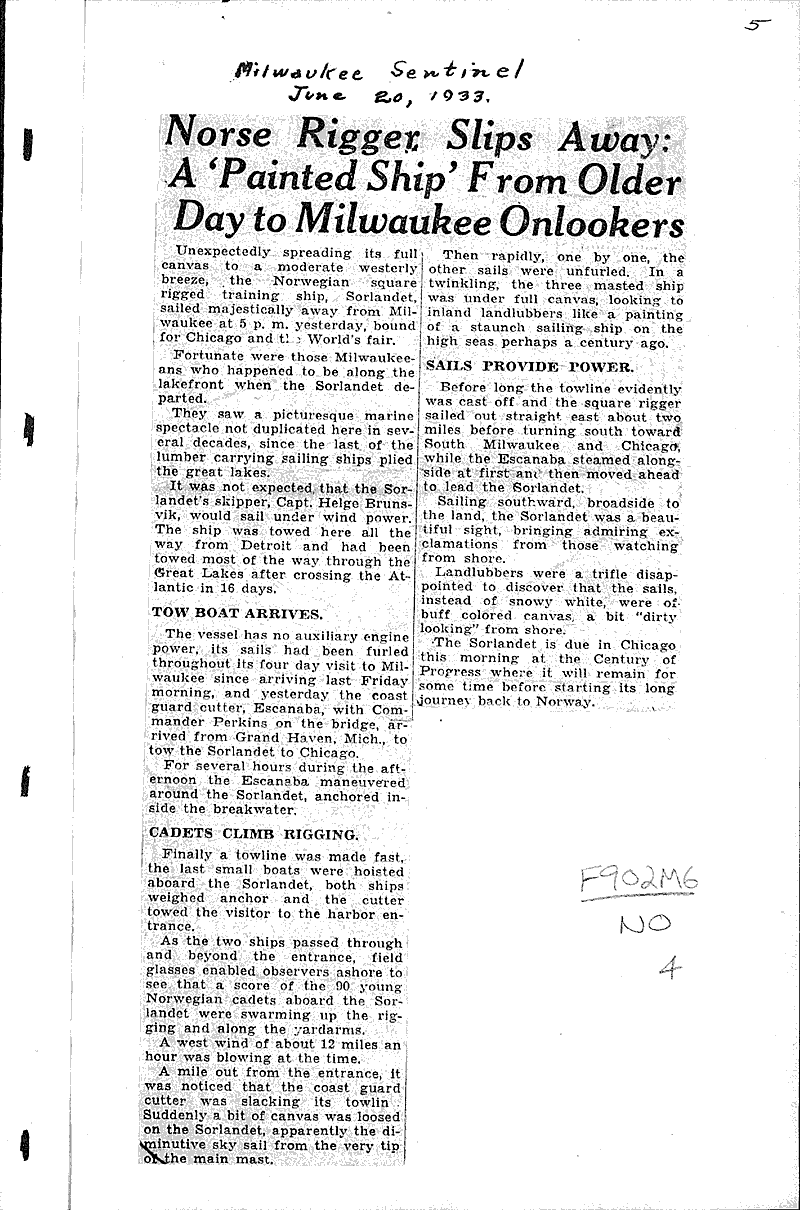  Source: Milwaukee Sentinel Topics: Transportation Date: 1933-06-20