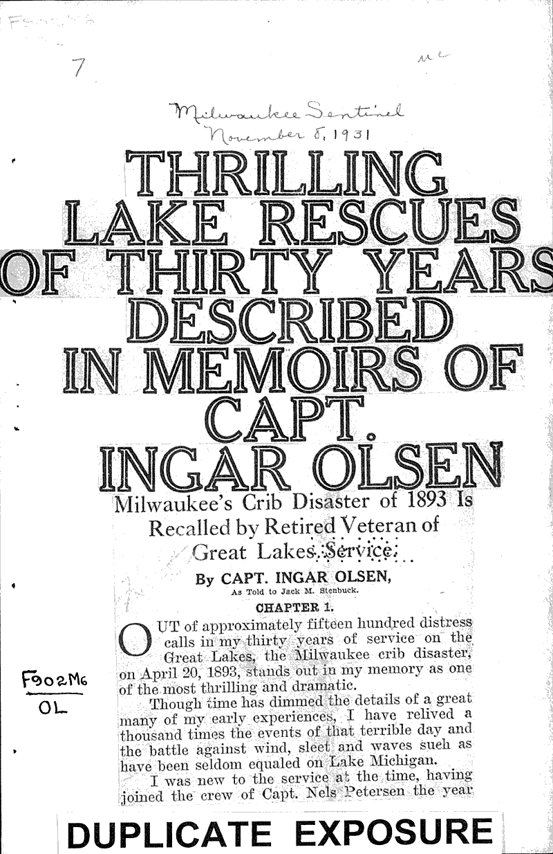  Source: Milwaukee Sentinel Date: 1931-11-08