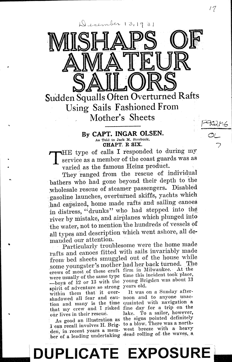  Source: Milwaukee Sentinel Date: 1931-12-13