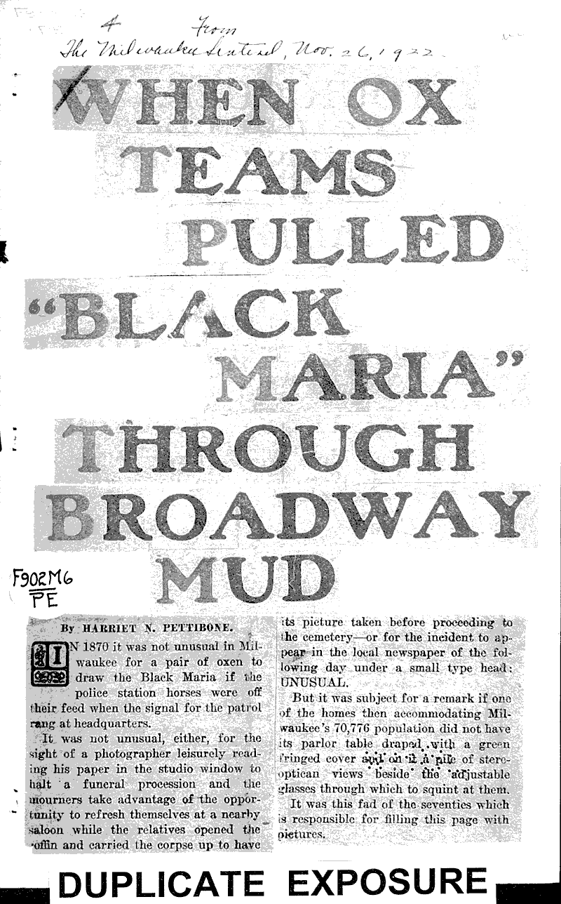  Source: Milwaukee Sentinel Date: 1922-11-26