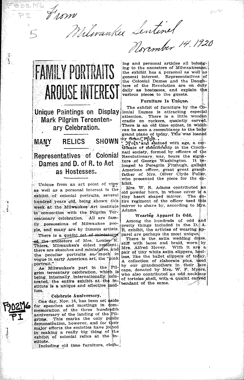  Source: Milwaukee Sentinel Topics: Art and Music Date: 1920-11-14