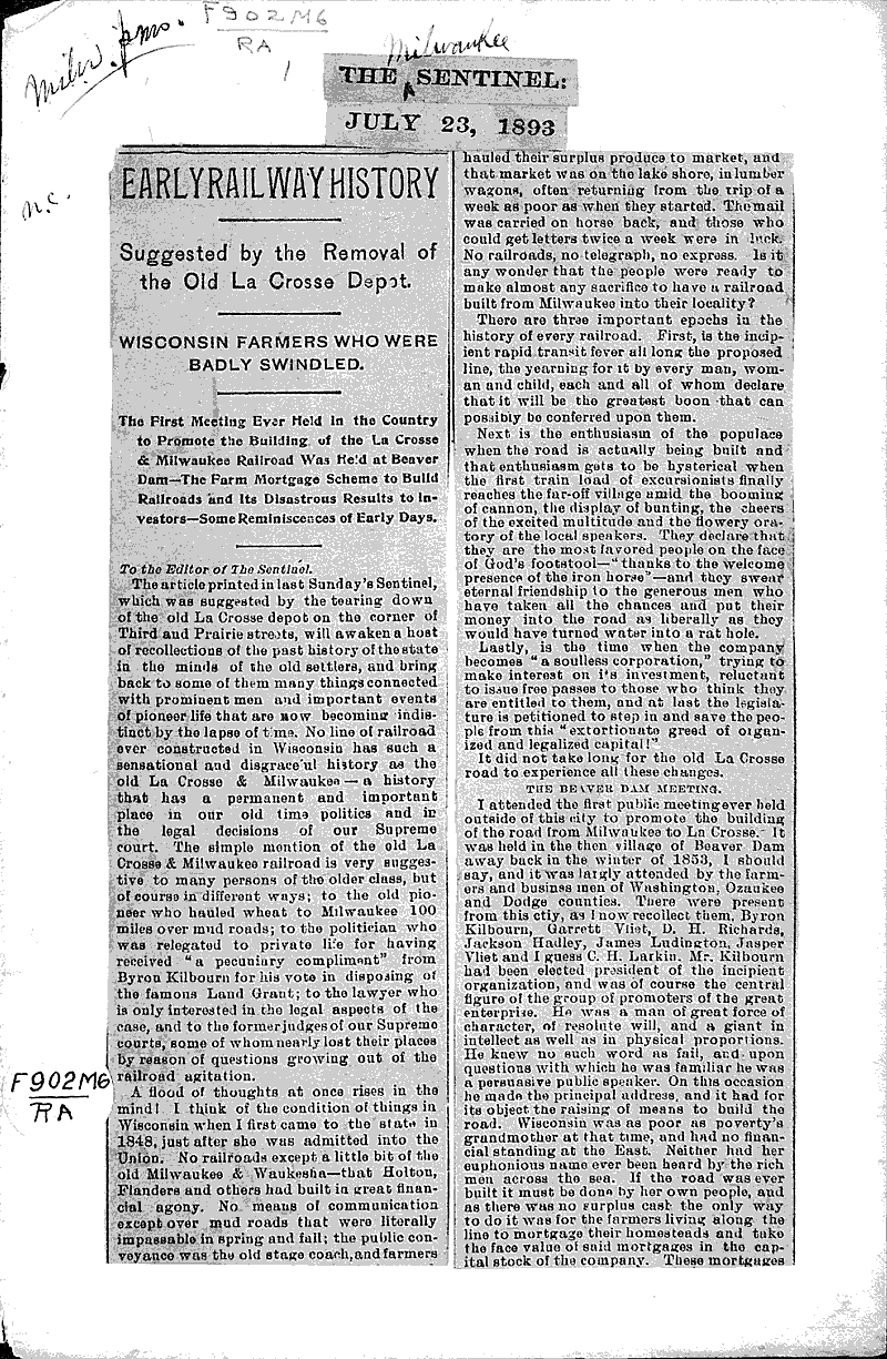  Source: Milwaukee Sentinel Topics: Transportation Date: 1893-07-23