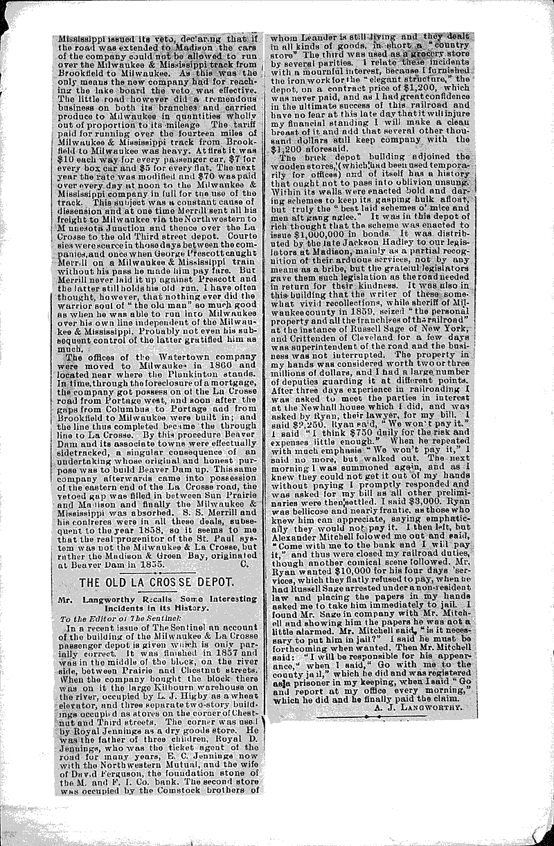  Source: Milwaukee Sentinel Topics: Transportation Date: 1893-07-23