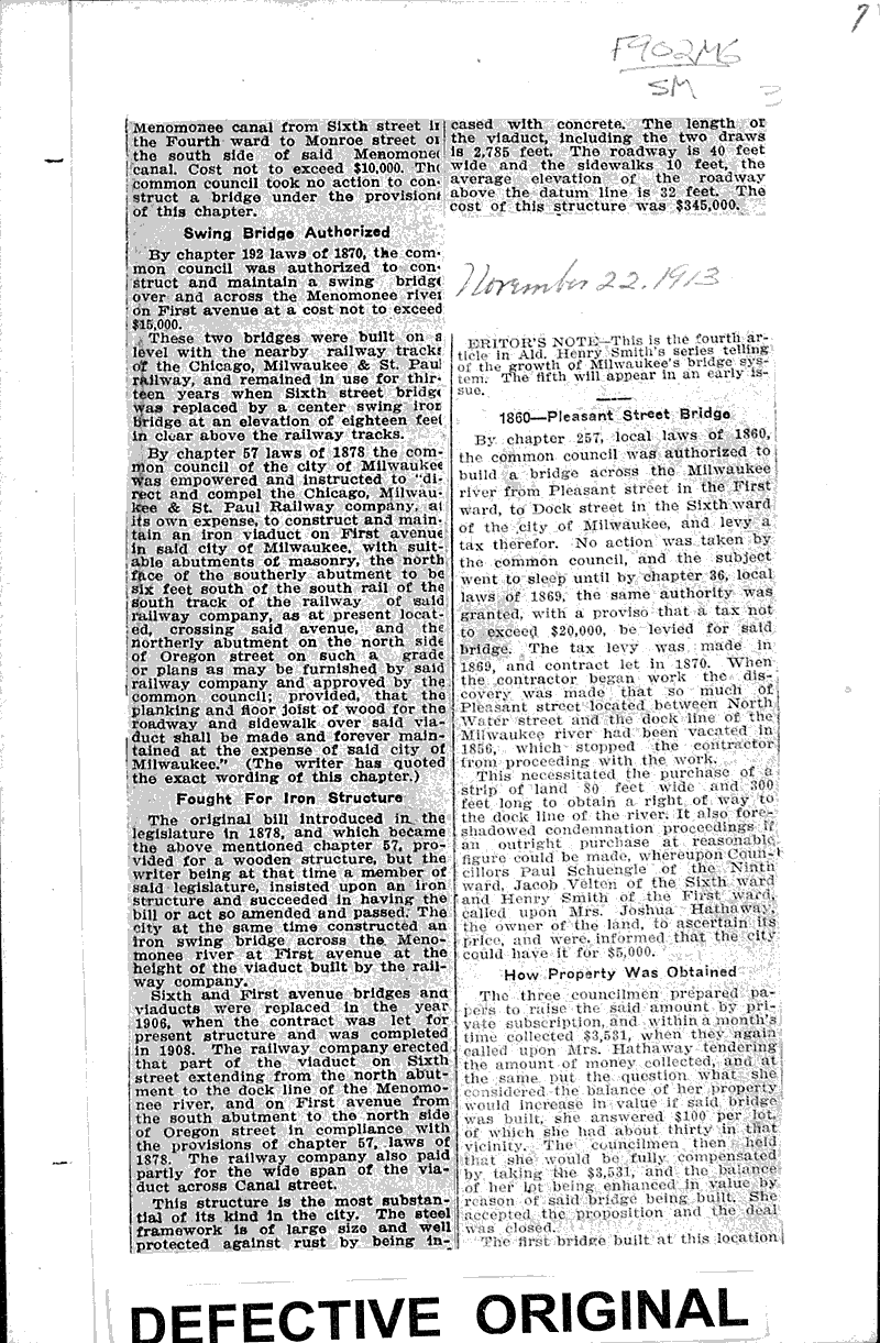  Source: Milwaukee Daily News Topics: Transportation Date: 1913-11-01